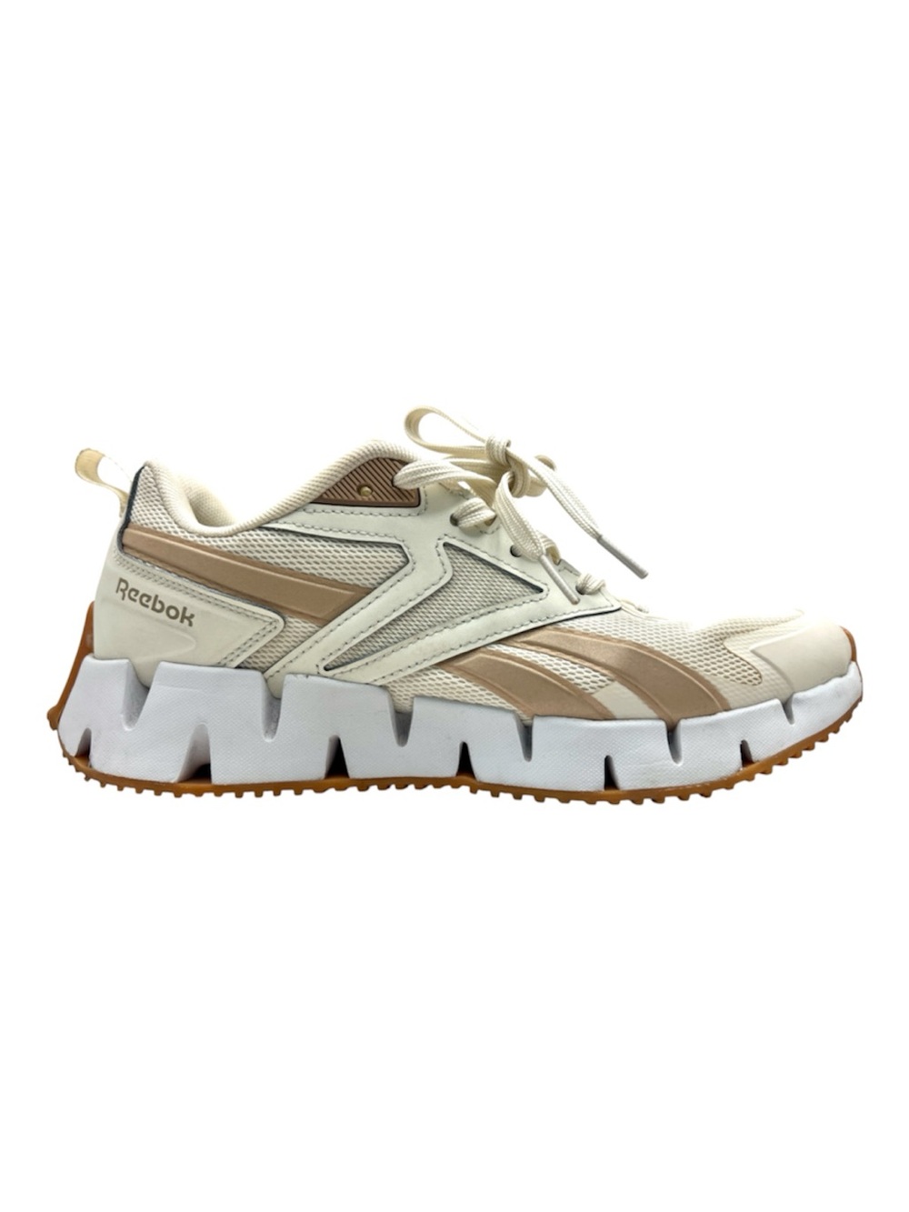 Reebok Zig Dynamica 4 Sneakers Chalk White Tan Mesh Running Shoes Size 9